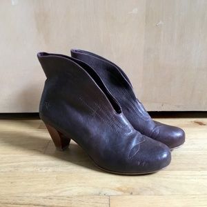 Frye Shoes Boots Bootie Heel Wine Burgundy Leather